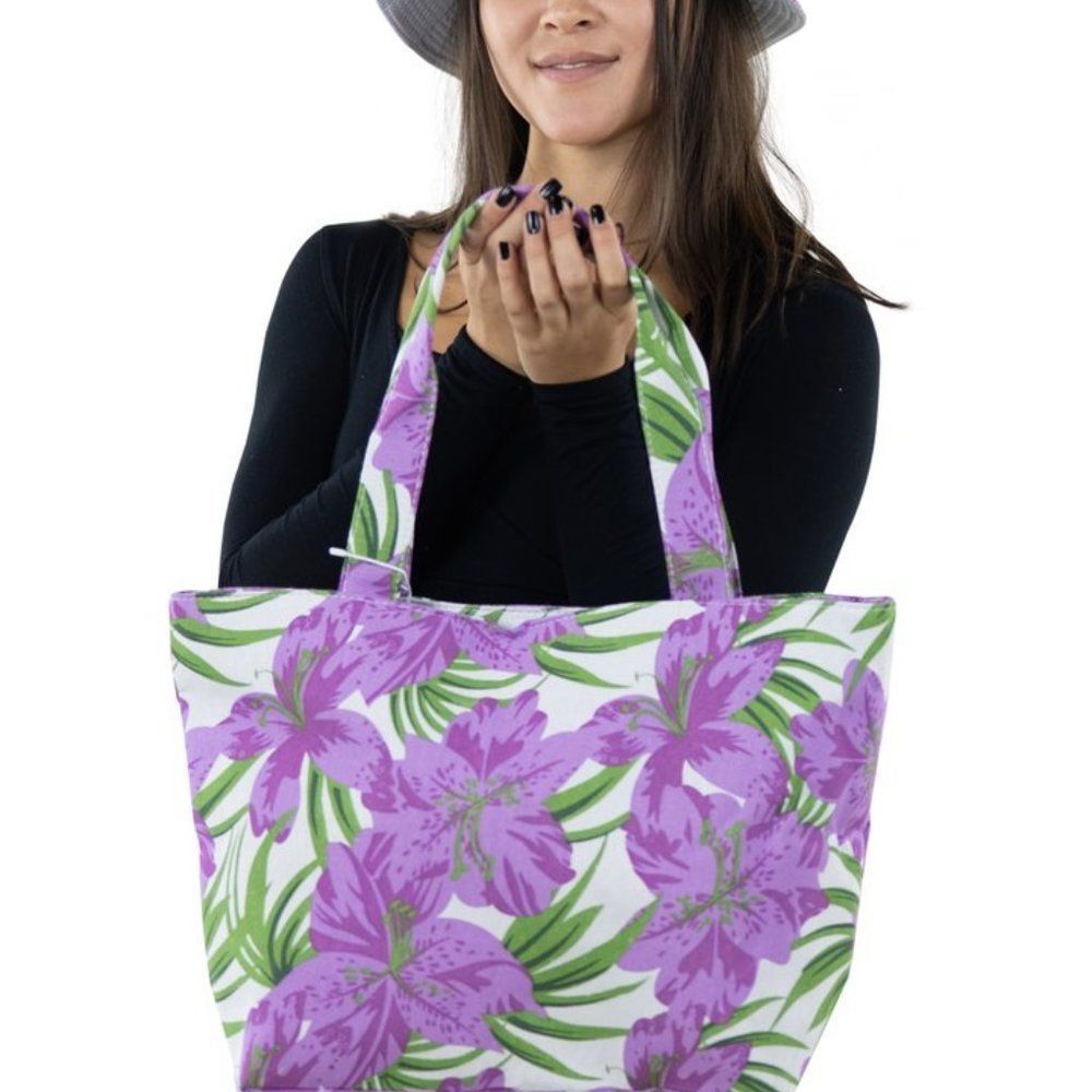 THREE PIECE SET - COLORFUL MATCHING TOTE BAG, HAT AND WALLET IN CANVAS MATERIAL - Picture 2 of 5